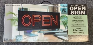 Red Lighted "Open" Business Sign 25.12" x 9.5" x 1.75", IDC 7600-39 17-Watt NIB - Picture 1 of 2