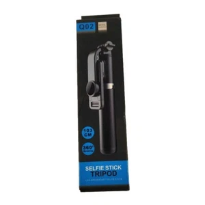 Q02 schwarz einziehbares 360 drehbares Stativ Selfie Stick (4A2) - Bild 1 von 7