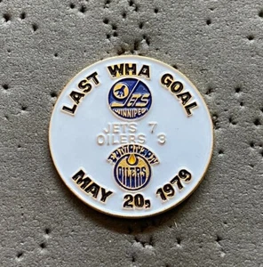Last WHA Goal May 20, 1979 Jets 7, Oilers 3 Hockey Pin - Imagen 1 de 2