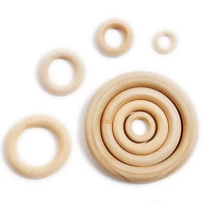 Natural Wood DIY Circles Beads Wooden Rings Jewelry Making Crafts 20/ 30Pcs - Picture 1 of 13