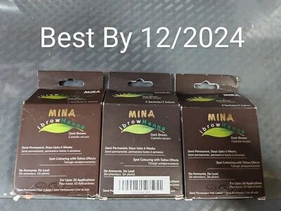 3 Pk Mina ibrow Dark Brown Natural Spot Coloring Brow Powder 3 Sachets Each #Z3 - Image 1 of 2