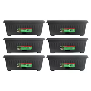 6x Homeleisure WaterSaver Traditional Rect Planter Flower/Plant Pot 48cm Charc - Picture 1 of 2