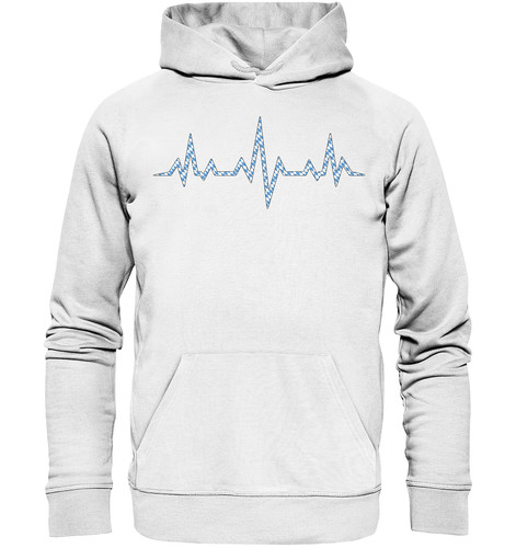 SACAI Pullover con cappuccio battito cardiaco bandiera Baviera paese casa 100% cotone biologico