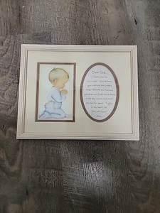 Wall Hangings Childrens Baby Nursery Room Blue Boy Praying I Thank You Christian - Picture 1 of 5