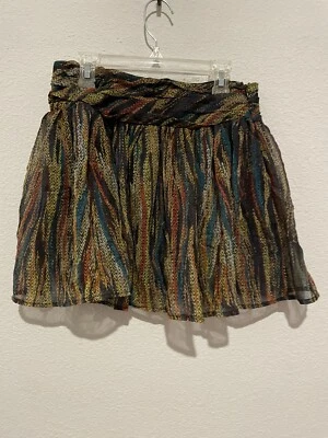 Wet Seal Womens Skater Mini Skirt Multicolored Striped Chiffon Lined Zip Small - Image 1 of 4