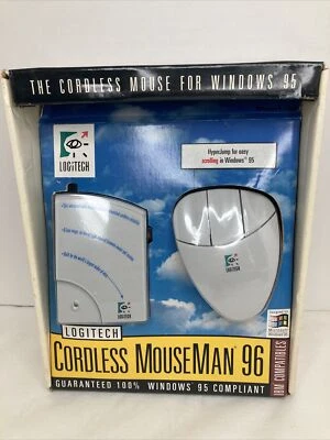 Vintage Logitech Cordless MouseMan 96 Receiver w/ Mouse - New OPEN BOX Old Stock - Image 1 of 4