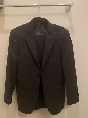 Nuevo sin etiquetas Traje Esmoquin NEGRO ~ TALLA 34S Ajustadores de Cintura Borde Satinado Foto 1 de 3