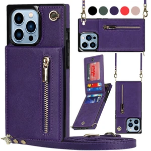 For iPhone 13 12 11 Pro Max XS XR 8 7 6 Phone Case Zipper Card Slot Wallet Cover - Picture 1 of 47