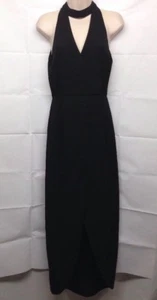 Vestido Keepsake Negro Sombras Halter Ajustado Sin mangas Ranura Frontal Talla S G8 - Imagen 1 de 12