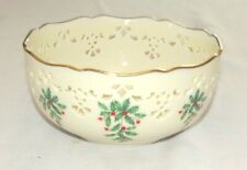 Lenox Holiday Holly 6 inch diameter Pierced Bowl - Excellent