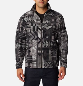 COLUMBIA GREY SHARK PATHWAYS PRINTED STEENS MOUNTAIN FLEECE ZIP JACKET Sz M - Picture 1 of 7
