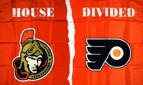 Ottawa Senators vs Philadelphia Flyers House Divided Flag 3x5 ft Banner Man-Cave Cover