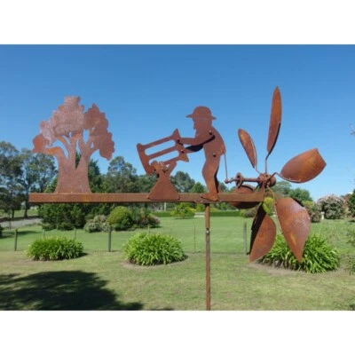 Windmill Lumberjack Rusty Metal Garden Sculpture Statue 180 cm - image 1 of 3