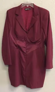 Abito midi corsetto Alice lussuoso bordeaux donna taglia 14 chiusura occhiello gancio - Foto 1 di 10