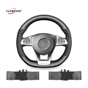 Carbon Fiber Suede Steering Wheel Cover for Benz C190 R190 W205 C117 W213 #BFXE - Bild 1 von 11