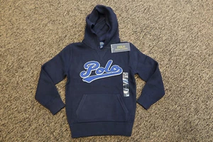 New Polo Ralph Lauren Boy's Mesh Knit Hoodie - Size 6 - Navy Blue - Picture 1 of 2