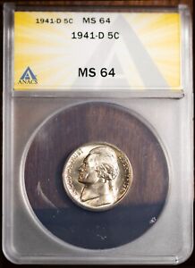 1941-S 5c Jefferson Head Nickel MS 64 ANACS # 7465067 + Bonus