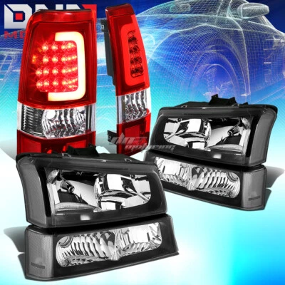 FAROL PRETO + SINAL CLARO + LANTERNA TRASEIRA LED ÓPTICA 3D VERMELHA AJUSTE 03-07 SILVERADO - Imagem 1 de 4