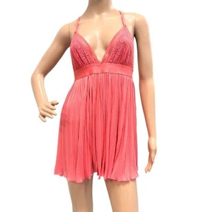 SEDUCTIVEWEAR BY CINEMA ETOILE Lace Cup & Pleated Babydoll Pink Chemise Sz M - Picture 1 of 7