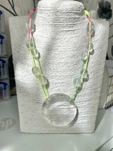 Lola Rose Neon Clear Quartz Circle Necklace - Semi Precious Costume Jewellery - Picture 1 of 6