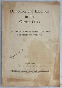 Vintage August 1940 Essay Deomcracy & Education in the Current Crisis Columbia U - Imagen 1 de 7