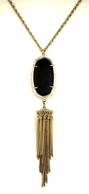Collar Colgante Kendra Scott 30" 'RAYNE' Ónix Negro Chapado en Oro 14k Borla Foto 1 de 4