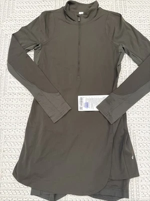 NWT Lululemon Size 6 Nulux Long Sleeve Tennis Dress Dark Olive GGRE Skort - Image 1 of 4