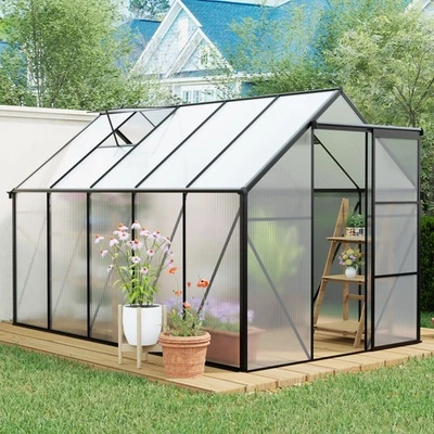 6'x10' Outdoor Heavy Duty Walk-in Greenhouse Aluminum for Garden Backyard Black - Image 1 of 4