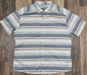 KUHL Intriguer Camicia Uomo XXL Blu Righe Snap Up Manica Corta Stile#7415 - Foto 1 di 13