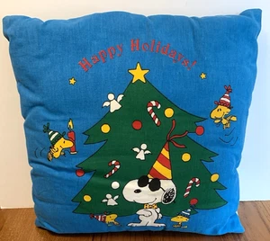 Tela Christmas Peanuts Snoopy & Woodstock 16" almohada con acento Joe Claus GC - Imagen 1 de 2
