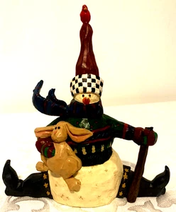 Muñeco de nieve Jim Shore con perro estatuilla casa arte popular caprichoso - Imagen 1 de 7