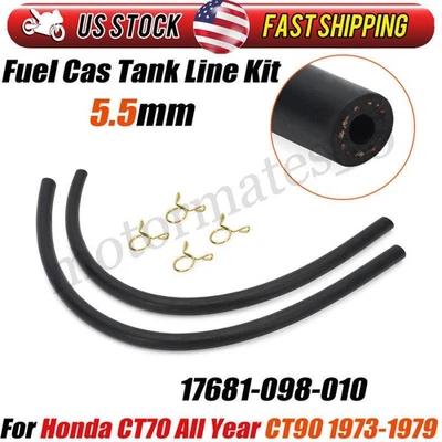 Fuel Tank Gas Line Hose w/ Clips 5.5mm for Honda CT70 CT70H CT90 110 ATC 110/200 - Image 1 of 4