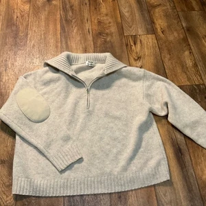 Suéter Acne Studios Talla XS Lana Sadea 3/4 Cremallera Codo Parche Natural Acanalado Collar - Imagen 1 de 10