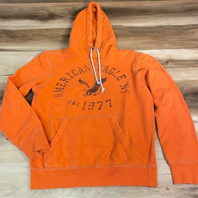 Sudadera con Capucha Naranja American Eagle Para Hombre Pequeña Sudadera Pullover Logo Águila Foto 1 de 4