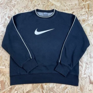 Sudadera Nike Negra Pesada De Colección Años 2000 Y2K Centro Swoosh Logo Grande Mediana - Imagen 1 de 5