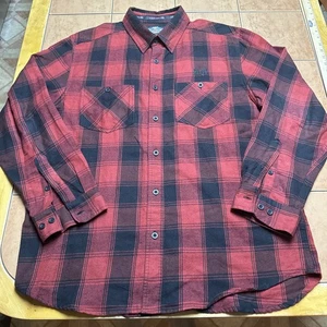 Camisa Harley-Davidson Botones Talla XL Roja Negra Franela a Cuadros Manga Larga Algodón - Imagen 1 de 9