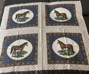 VTG 4 Panels Horse Pillow Fabric V.I.P.Cranston Print Works Quilt Equestrian NEW - Picture 1 of 17