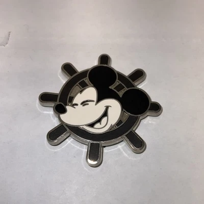 Disney Pin Mickey Mouse Ships Wheel Steamboat Willy Black White 2018 - Image 1 of 3