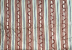 Vintage rosa grün blau Ranken gestreift Baumwolle Kissenbezug Inlett Stoff 9 Yards - Bild 1 von 5