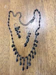 Juego de collar y pendientes de diamantes de imitación negros 1928 - Imagen 1 de 6