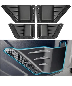Front & Rear Door Storage Pockets Custom For 2021-2024 Ford Bronco 4 Door Black - Picture 1 of 5