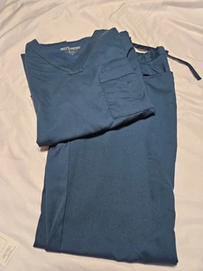 Women's 2 Piece Grey’s Anatomy By Barco M  Active Scrub Set Bahama Blue Green - Picture 1 of 6