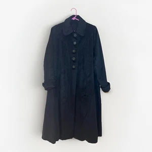 Vintage Lady Lucy Womens Black Long Coat Large - Picture 1 of 15