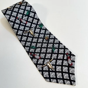 Vintage Tabasco Hot Sauce Texas Longhorn Cactus 100% Silk Necktie Made in USA - Picture 1 of 5
