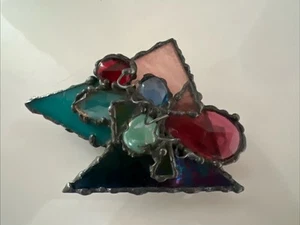 Vintage STUNNING Leaded Stained Glass Hair Barrette - Picture 1 of 7