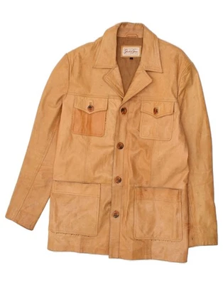 JACK & JONES Mens Leather Jacket UK 40 Large Brown Leather BM15 - Image 1 of 3