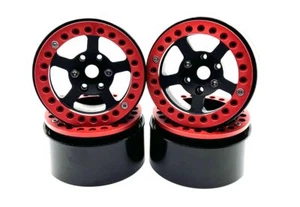 Racers Edge - 1.9" Aluminum Beadlock Rims (4pcs) 5 Star, Black with Red Rings - Picture 1 of 2