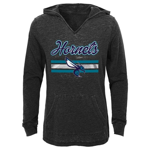 Outerstuff NBA Charlotte Hornets Girls Youth Long Sleeve Grey Hooded Top Cover