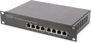 Digitus 10" 8-Port Gigabit PoE Switch 96W 8000 MAC 16Gbit/s Rack-Einbau Gray - Photo 1/2