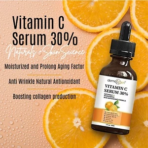 30% VITAMIN C SERUM + E + RETINOL + HYALURONIC ACID (HA) ORGANIC ANTI-AGING - Picture 1 of 7